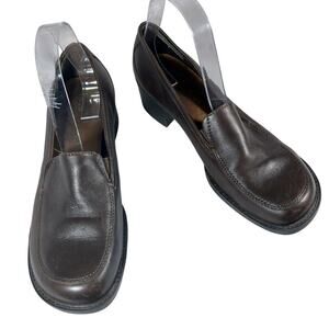 BASS! CUTE ESPRESSO BROWN GENUINE LEATHER ROUNDED TOE SLIP-ON LOAFERS! SZ 9M